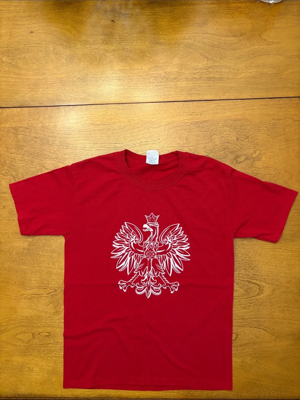 Red Graphic T-Shirt with White Polish Eagle (the coat of arms of Poland)🇵🇱